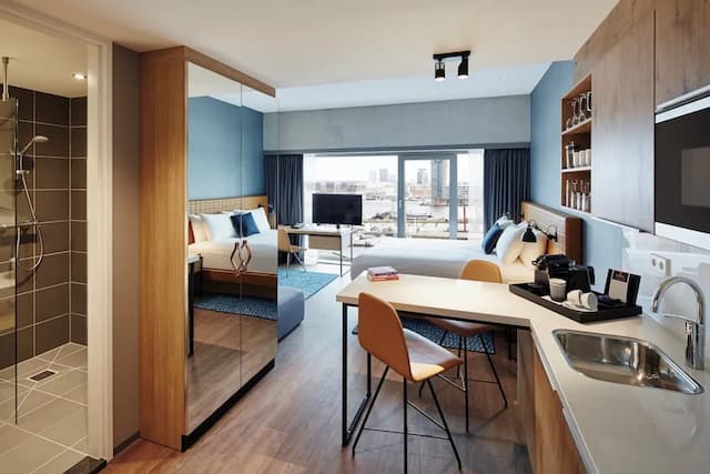 阿姆斯特丹霍塔文斯萬豪長住酒店-開放式客房, 1 張加大雙人床, 城市景-7