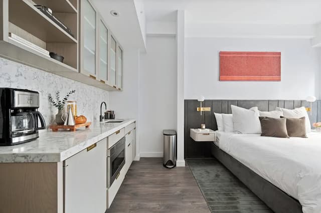 Sonder City Hall Park-經典開放式客房, 1 張特大雙人床, 簡易廚房-10