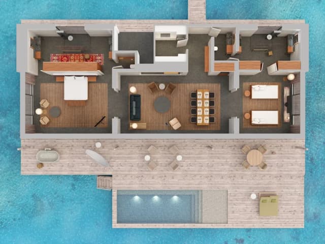 馬爾地夫 Patina 飯店, 法里群島-別墅, 多張床 (Sunset Water Pool Villa)-1