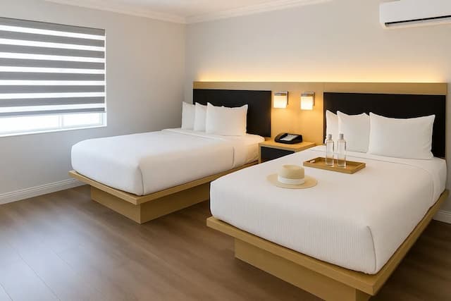 洛杉磯西市中心溫德姆華美達酒店-客房, 2 張標準雙人床, 可攜帶寵物-1