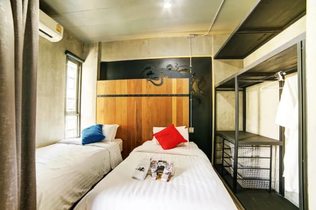 V38 出租酒店-時尚雙床房, 露台, 城市景-1