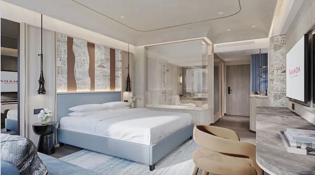 曼谷湄南河畔華美達廣場酒店-豪華客房, 1 張特大雙人床, 河景 (Premier)-4