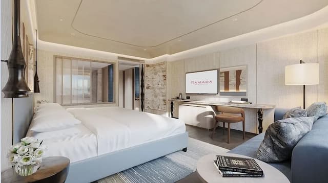 曼谷湄南河畔華美達廣場酒店-豪華客房, 1 張特大雙人床, 河景 (Premier)-2