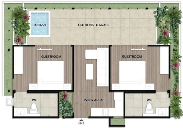 Shan Villas Sukhumvit-行政套房, 2 间卧室, 热水浴缸, 城市景观-42