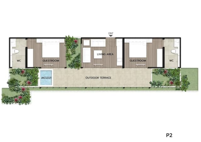 Shan Villas Sukhumvit-小型顶层房, 2 间卧室, 热水浴缸, 泳池景观-34