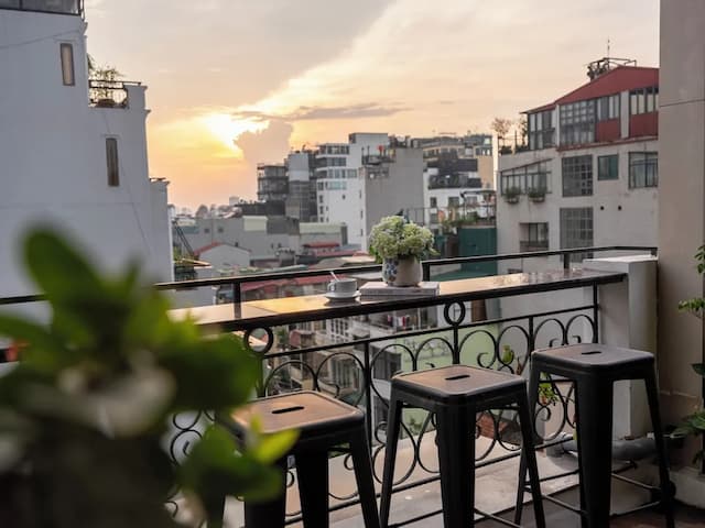 하노이 HM 부티크 호텔-프리미엄 스위트, 침실 1개, 앙스위트, 부분 호수 전망-19