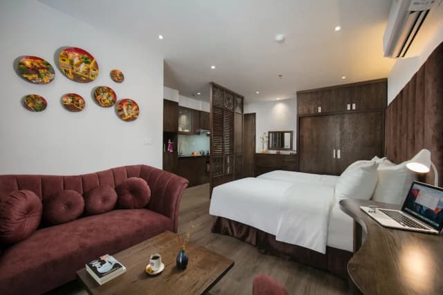 河內布魯姆酒店-高級開放式客房, 多張床, 非吸煙房, 小廚 (Twin)-3