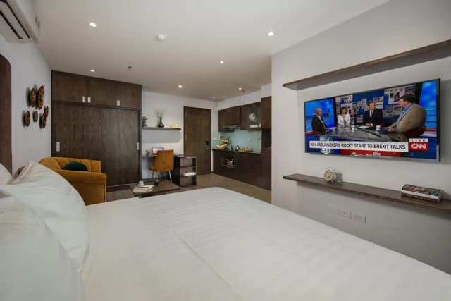 河內布魯姆酒店-高級開放式客房, 1 張特大雙人床, 非吸煙房, 浴缸-11