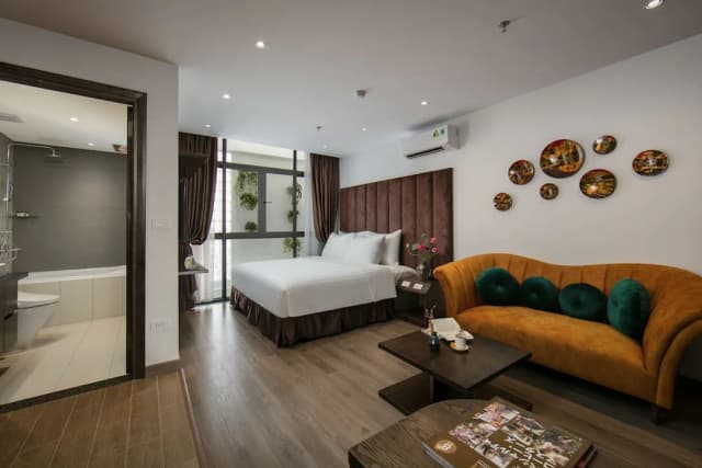 河內布魯姆酒店-高級開放式客房, 1 張特大雙人床, 非吸煙房, 浴缸-2