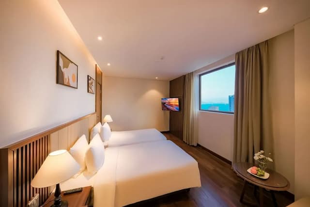 芽莊綠色海灘酒店-豪華雙床房, 部分海景-5