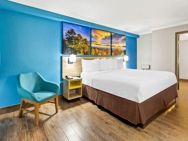 東休士頓溫德姆戴斯酒店-客房, 1 張特大雙人床, 無障礙, 非吸煙房 (Mobility/Hearing, Tub w/ Grab Bars)-1