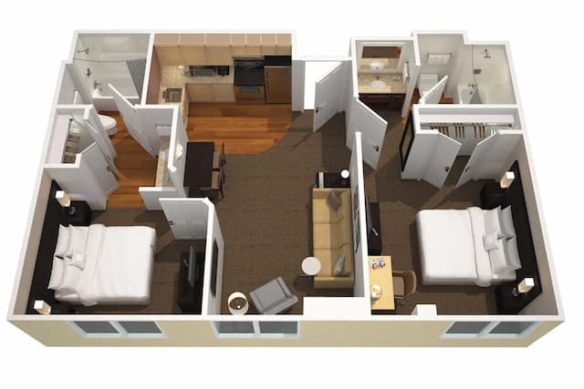 西雅圖東-雷德蒙德萬豪長住酒店-套房, 2 間臥室-8