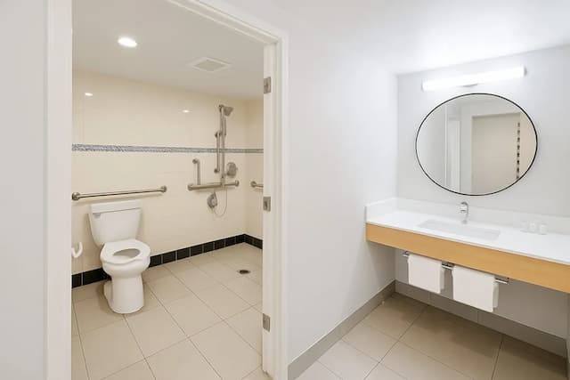 洛杉磯西市中心溫德姆華美達酒店-客房, 1 張特大雙人床, 輪椅可達淋浴間 (Accessible)-2