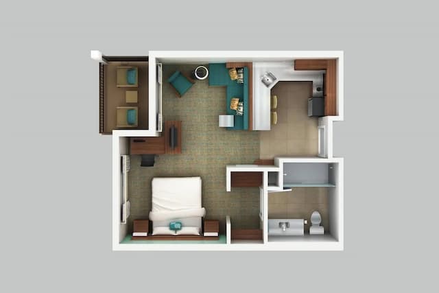 레지던스 인 바이 메리어트 마우이 와일레아-스튜디오, 킹사이즈침대 1개 및 소파베드, 주방 (Balcony)-6