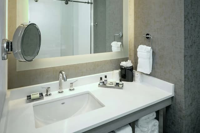 華盛頓西雅圖貝爾維尤市中心希爾頓花園酒店-客房, 1 張特大雙人床, 非吸煙房 (Luxury bath)-7