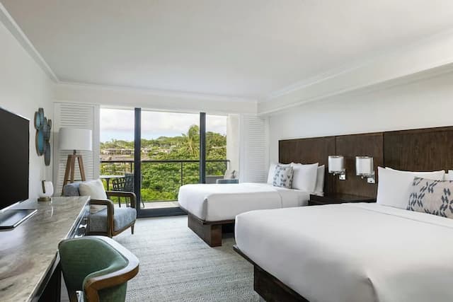 ワイレア・ビーチ・マリオット・リゾート＆スパ-ルーム クイーンベッド 2 台 ガーデンビュー (Balcony)-1