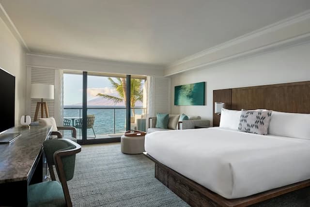 毛伊島萬豪懷里亞海灘渡假村-尊榮客房, 1 張特大雙人床, 陽台, 海景 (Mobility Accessible, Roll-In Shower)-7