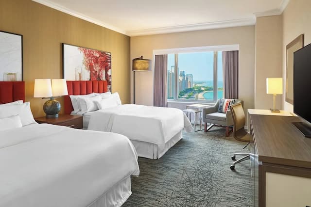 芝加哥密西根大街威斯汀飯店-客房, 2 張標準雙人床, 湖景-1