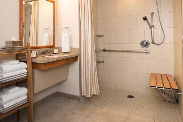 Hilton Seattle Airport & Conference Center-华丽客房, 1 张特大床, 泳池景观 (Mobility Access w/RI SHWR)-5