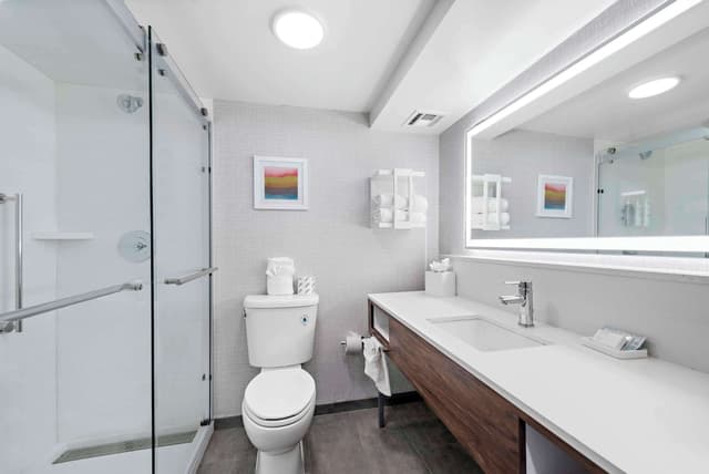 加利福尼亞洛杉磯機場歡朋飯店-客房, 1 張特大雙人床和 1 張沙發床, 冰箱和微波爐-4