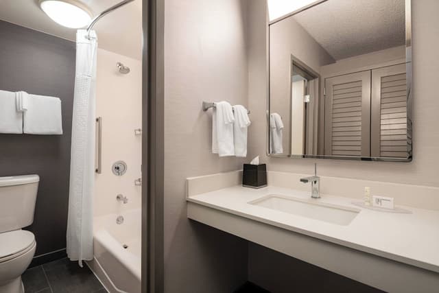 西雅圖南方中心萬怡酒店-客房, 1 張特大雙人床及 1 張梳化床 (Mobility/Hearing Accessible, Tub)-5