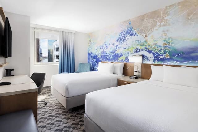 コートヤード バイ マリオット ニューヨーク ダウンタウン マンハッタン / ファイナンシャル ディストリクト-ルーム ダブルベッド 2 台 リバービュー-1