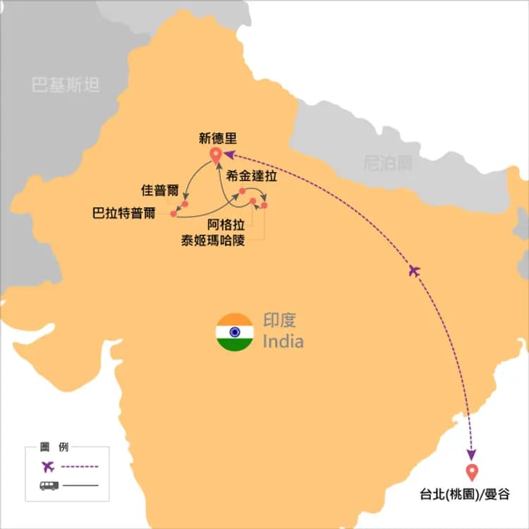 地圖僅提供路線示意參考，並未依照比例繪製，請見諒。-