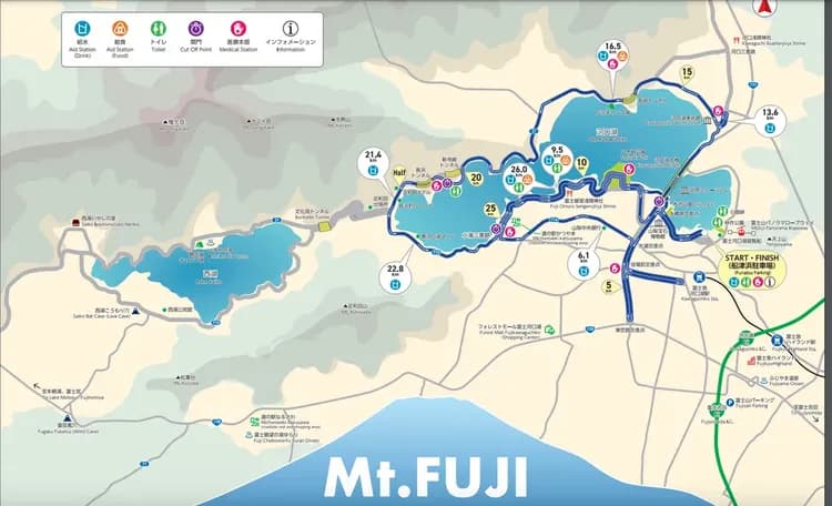 富士山馬拉松路線圖－環湖（賽事活動以大會最終公佈為準）