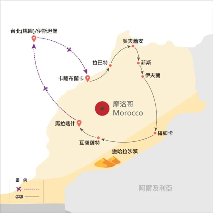 地圖僅提供路線示意參考，並未依照比例繪製，請見諒。-