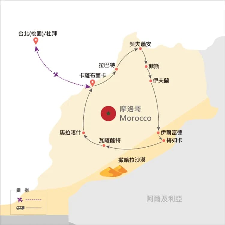 地圖僅提供路線示意參考，並未依照比例繪製，請見諒。-