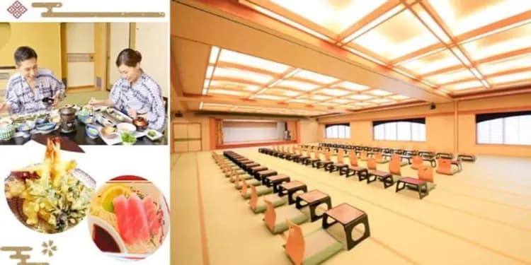 餐食及座位為溫泉飯店示意圖，實際以飯店的季節食材為主-嚴選北國美饌