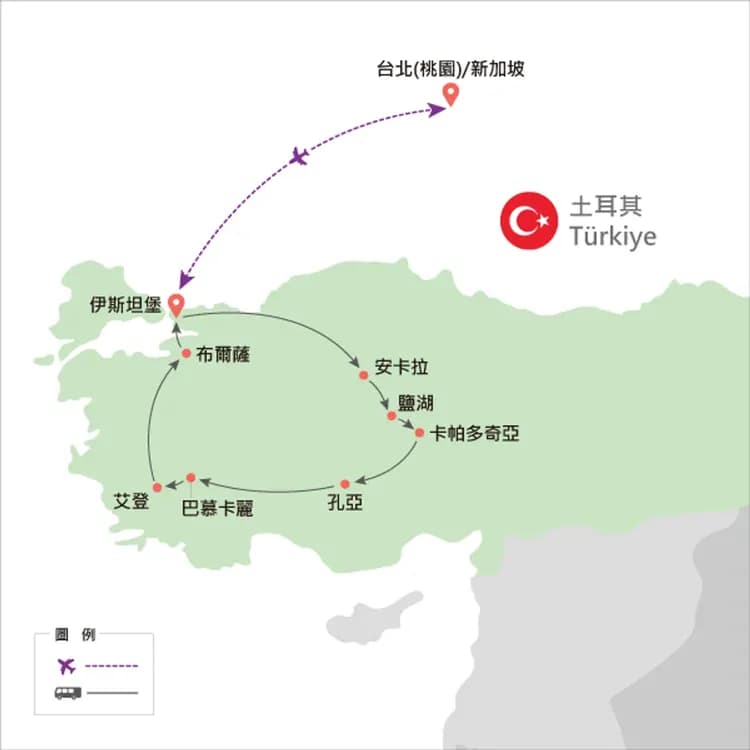 地圖僅提供路線示意參考，並未依照比例繪製，請見諒。-