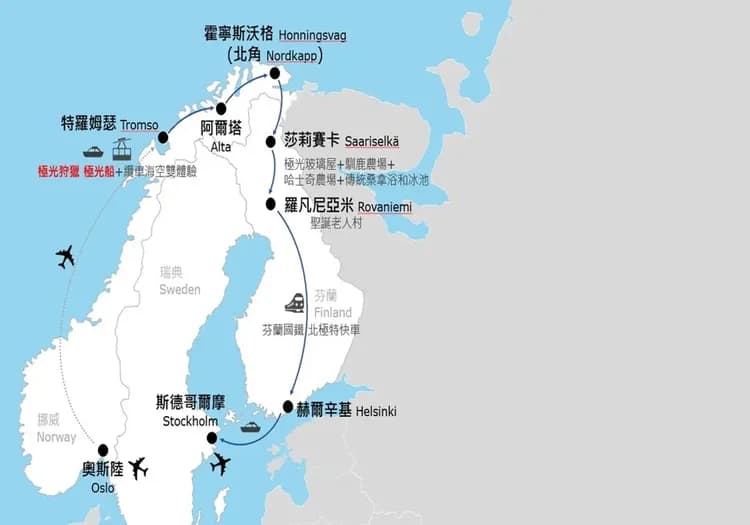 芬蘭,瑞典,挪威,北歐三國,極光,北角