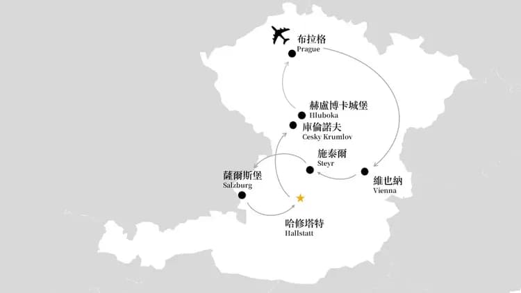 奧捷旅遊, 奧地利, 捷克, 旅遊地圖