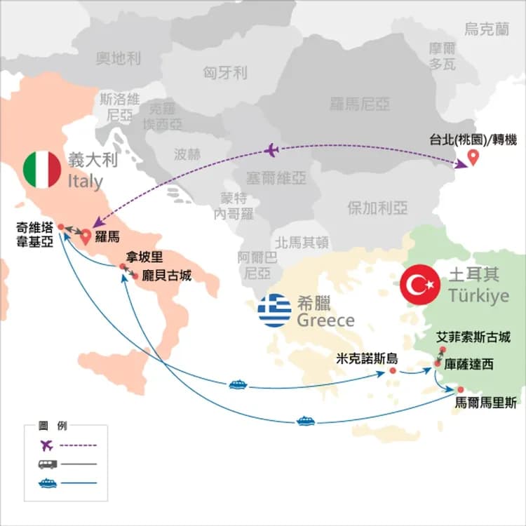 地圖僅提供路線示意參考，並未依照比例繪製，請見諒。-