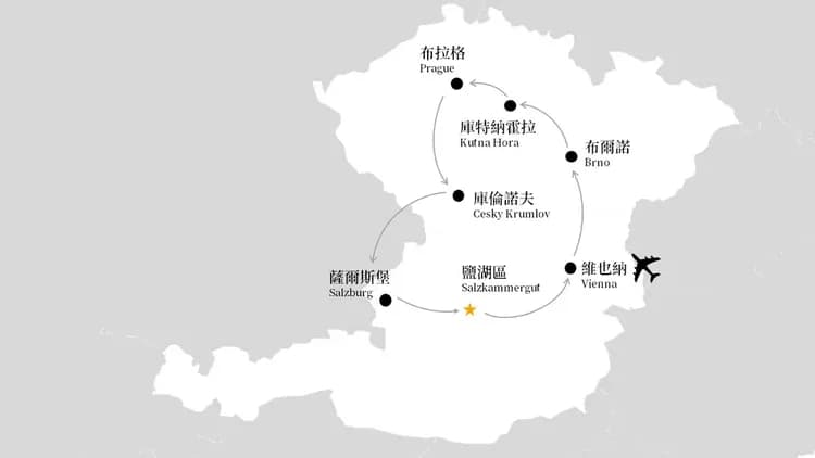 奧捷旅遊, 奧地利, 捷克, 旅遊地圖