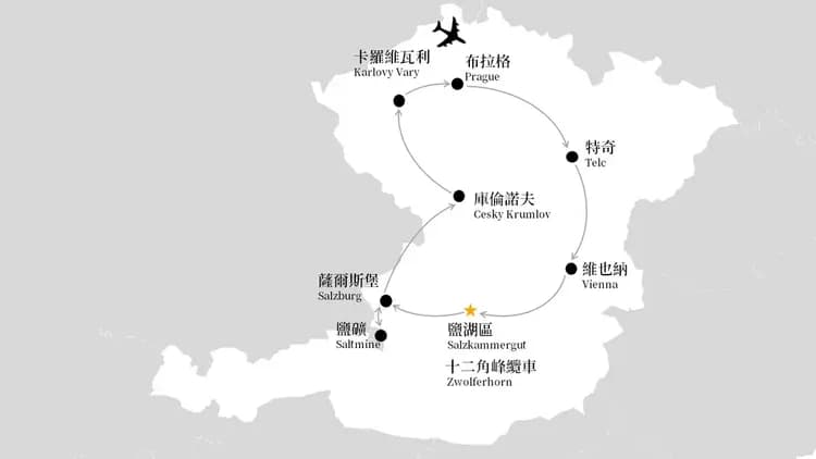 奧捷旅遊, 奧地利, 捷克, 旅遊地圖