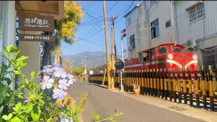 阿里山小火車從民宿門口經過~