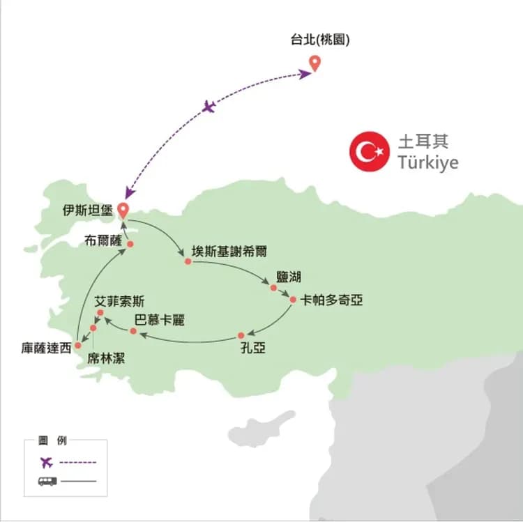 地圖僅提供路線示意參考，並未依照比例繪製，請見諒。-