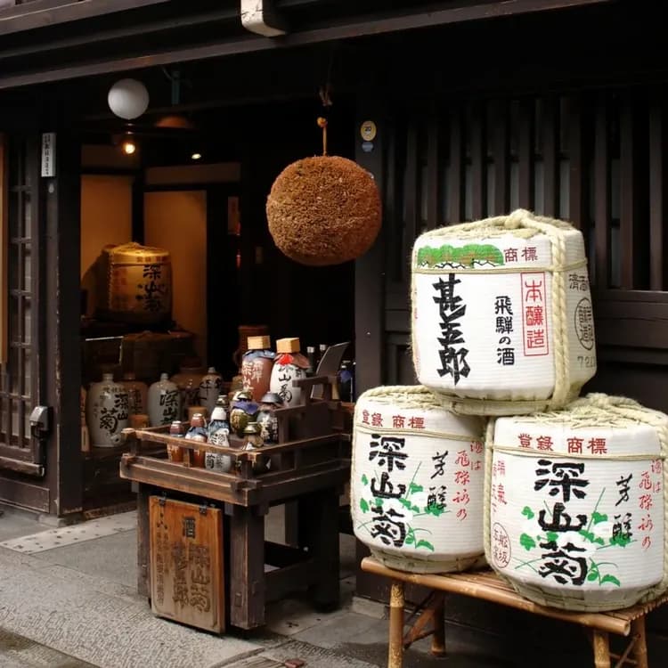 舩坂酒造店 店舗入口 杉玉と徳利