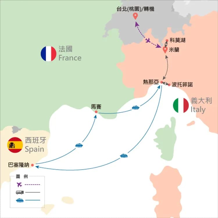 地圖僅提供路線示意參考，並未依照比例繪製，請見諒。-