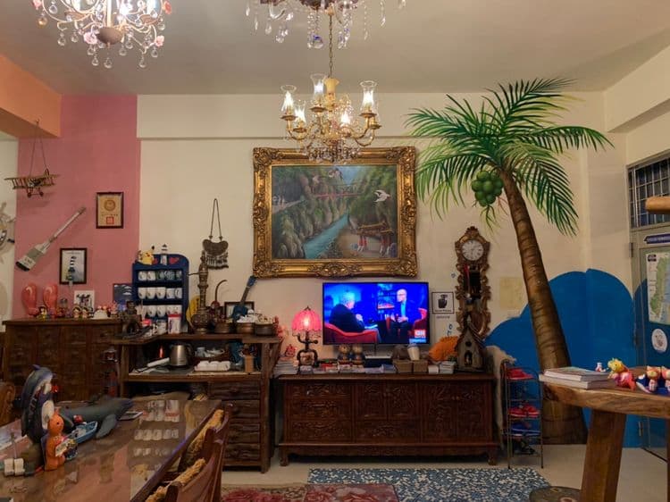 民宿客廳,電視牆