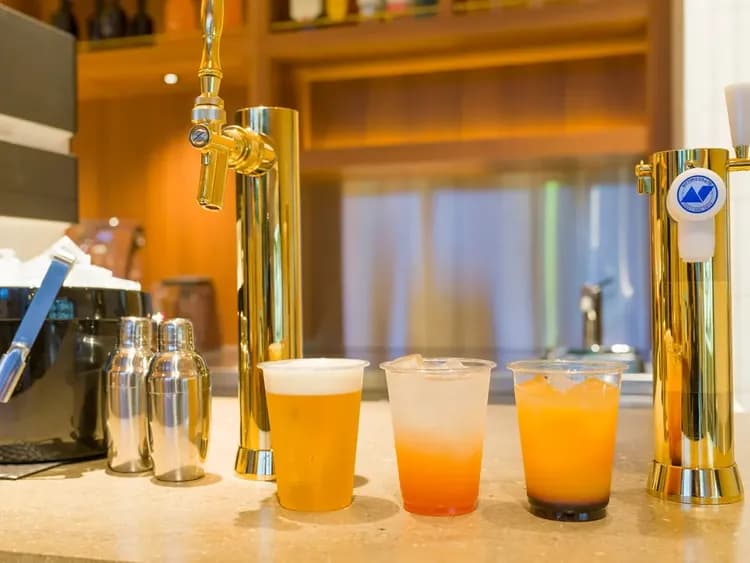 【バーカウンター】夕食時17時~23時はビールやカクテル等のアルコールをご用意