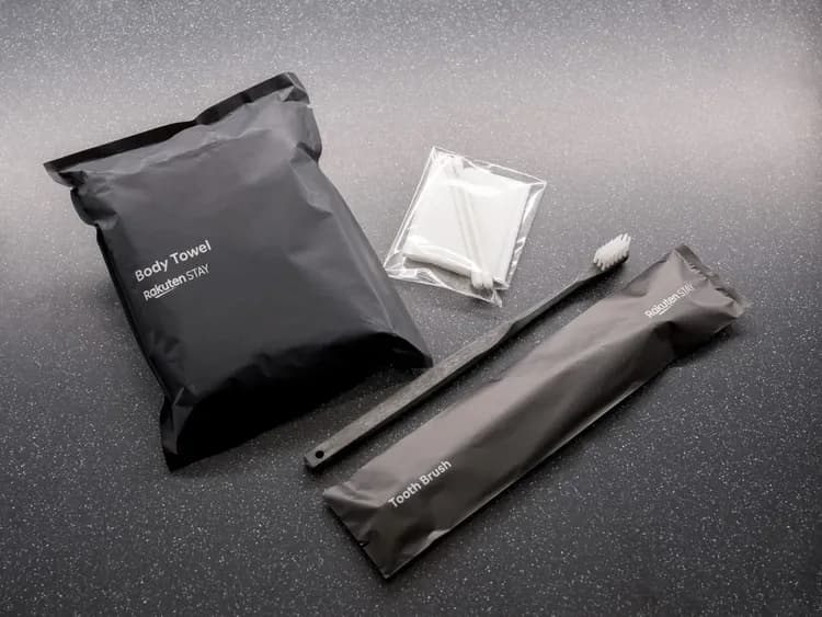 【アメニティ】歯ブラシ、コットン、綿棒、ボディタオル