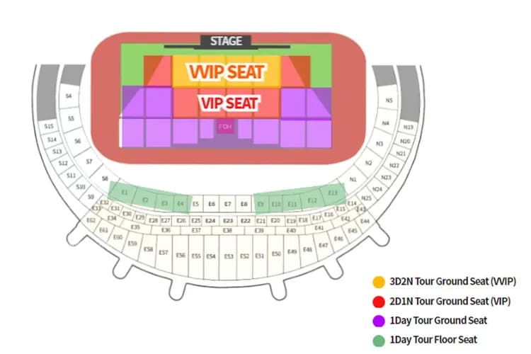 2024 仁川INK演唱會座位分區圖