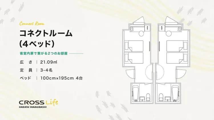 博多柳橋Cross Life飯店｜渡邊通站步行7分/方便至天神地下街-7