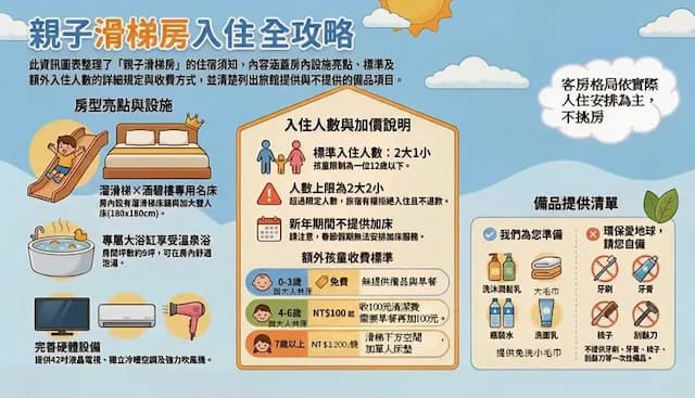 Slow Wow Hot Spring Hotel-Slide parent-child room: basically two adults + a 12-year-old child, if an additional child is under 6 years old, no charge for 0-3 years old, no breakfast is provided, 4-6 years old must add 100 yuan for cleaning fee when sharing a bed. Need breakfast pl-7