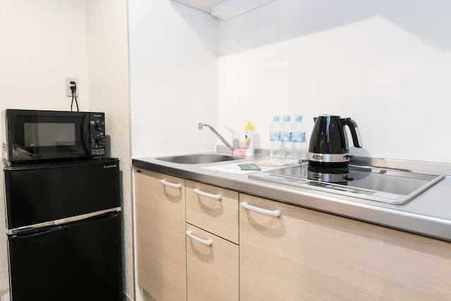 All rooms are equipped with kitchens. Please feel free to use them.