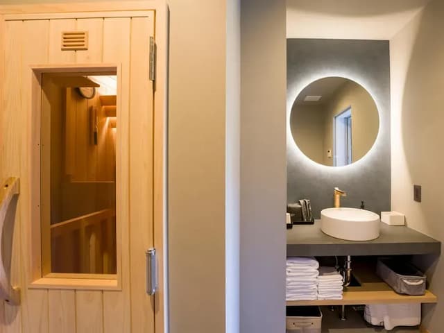 【ペット可・一棟貸ヴィラ】サウナと洗面エリア