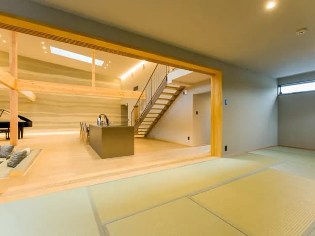 【A棟】和室から眺めるキッチンエリア